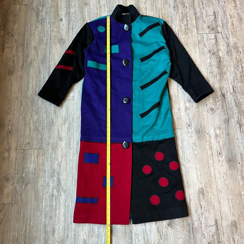 Vintage 80s Wool Coat Werable Art Marylou Ozbolt Storer Fibrearts Seatle P/Small - Picture 11 of 12